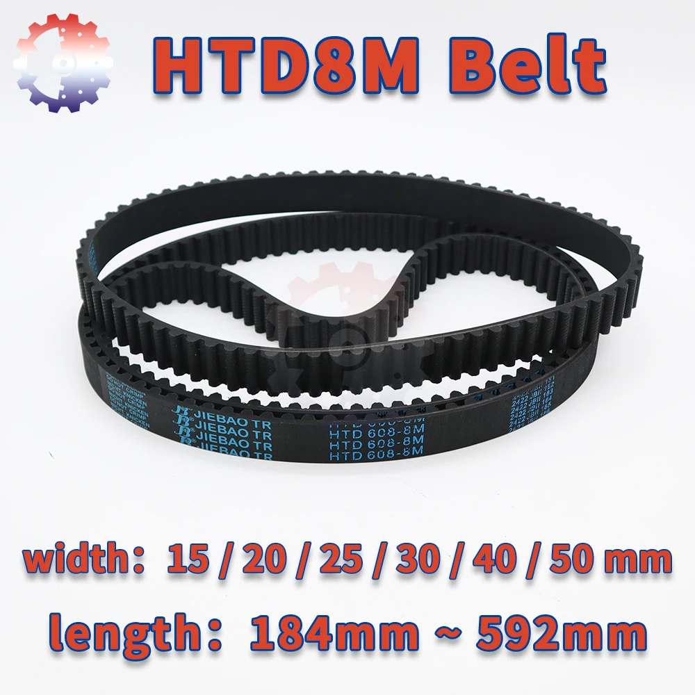 

HTD 8M Rubber Belt Length 184mm to 592mm 8M Timing Belt Width 15mm 20mm Loop Belts 25mm 30mm 40mm 50mm HTD 8M Synchronous Belt