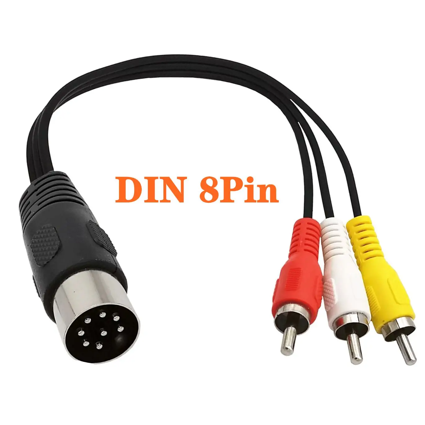 MIDI Din 8 Pin Male Plug to 3-RCA Phono Male Audio Video Adapter Cable for Musical Instrument Audio Equipment