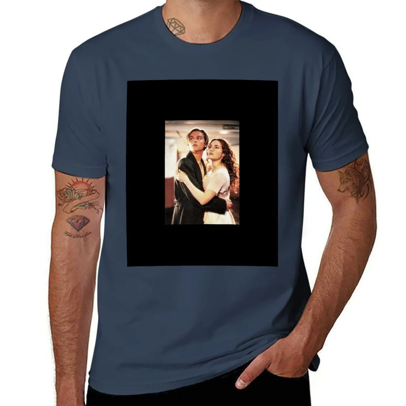 

Футболка с плакатом «Титаник Джек и Роза», мужская футболка из 100% хлопка, мужские футболки с рисунком, футболка из 100% хлопка