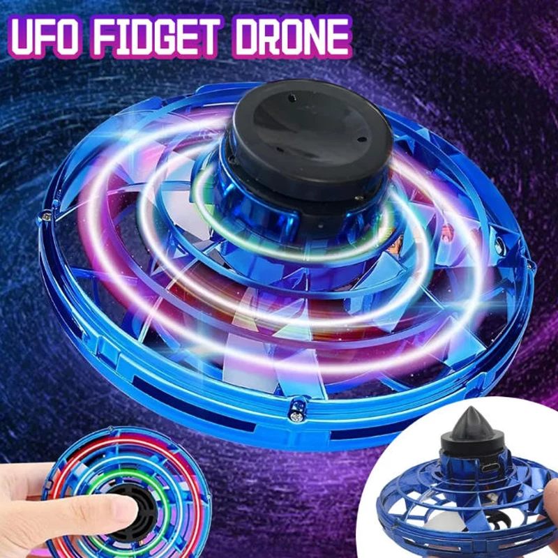 NEW LED Flying UFO Spinner Fingertip, Upgrade Flight Helicopter Gyro Flyorb Hover Ball, Mini Drone Aircraft Toy, Christmas Gift