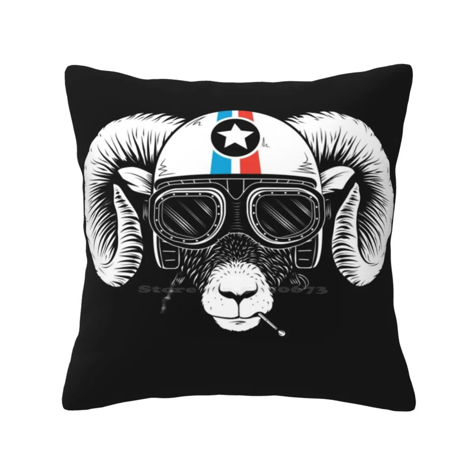 Prep Ramming Speed Throw Cushion Pillow Cover Ramming Speed Vector Cool Motorbike Helmet Funny Biker Open Road Animal