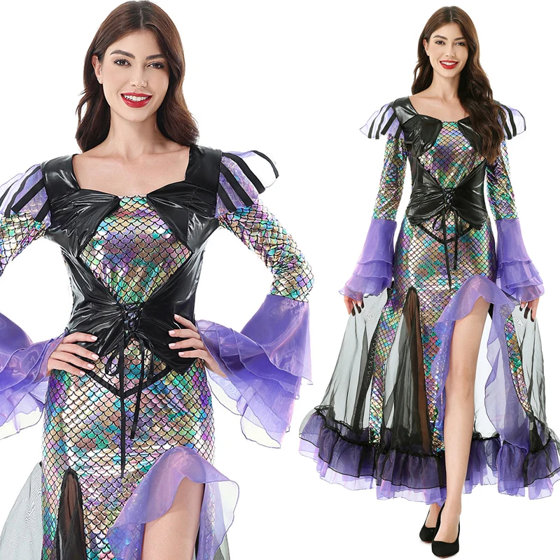 

Halloween Costume Cossplay Sequined Mermaid Princess Show Stage Costume Evening Dress Elf Hottie Sexy Dress