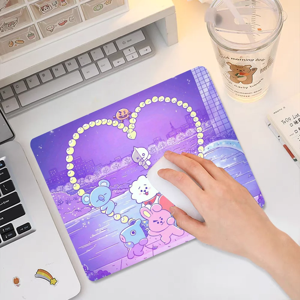 Cute Cartoon Kpop-B-Bt-1-21 Mousepad RGB Small Size Gaming Mouse Pad With LED Light Desk Mat Super Smooth Non-slip Rubber Botto