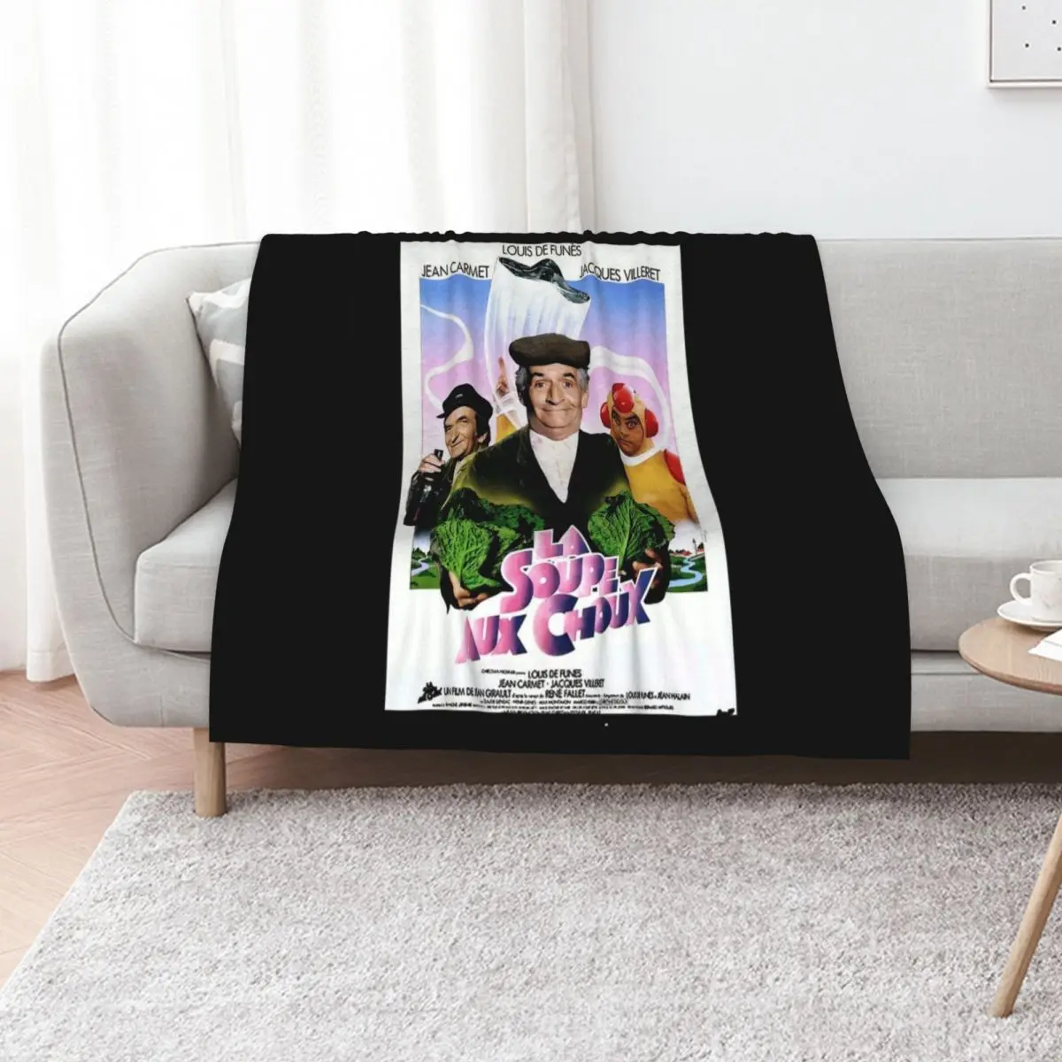 Vintage Soupe Choux The Cabbage Soup 1981 Classic Louis De Funes Comedy Movie Poster Classic Throw Blanket