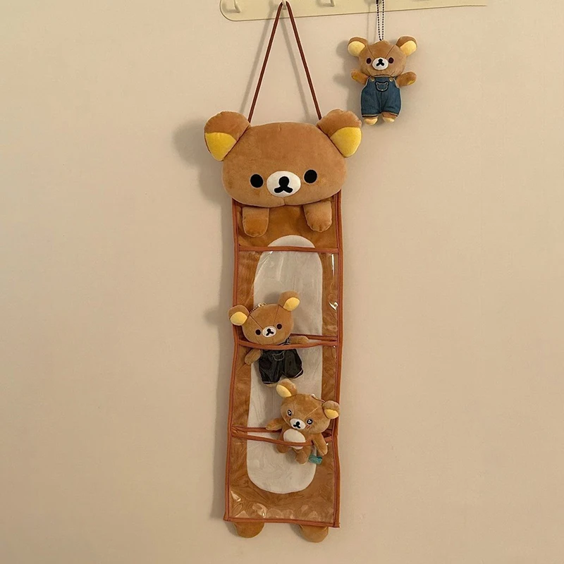 حقيبة تخزين معلقة على شكل دب كرتوني من Rilakkumas، منظم حائط واسع، مثالية للهدايا