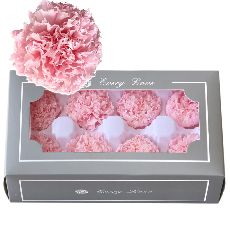 8Pcs 4-5Cm Grade A Eternal Carnation Preserved Flower Head Valentine'S Day Mother'S Day Gift Decoration Holiday Gift Decoration