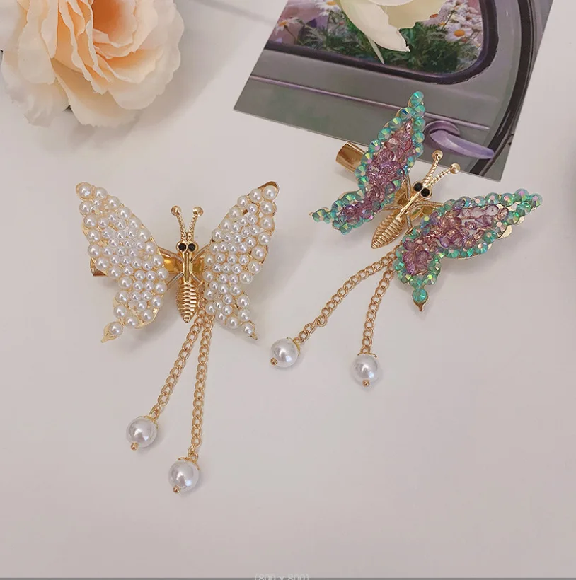 2023 Cute Moving Butterfly Hairpin Girls Tassel Barrettes Hair Accessories Shaking Move Wing Top Clip Bangs Hair Clip Jewelry