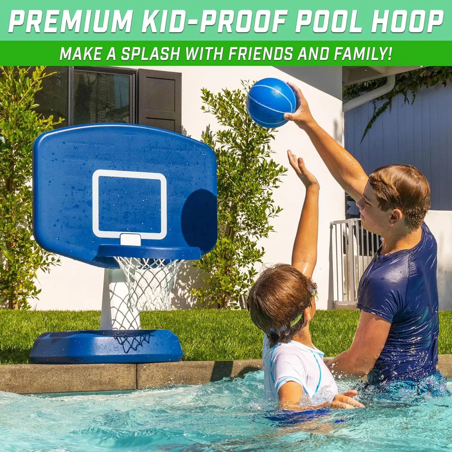 Splash Hoop Classic Swimming Pool Basketball Game - Blue or White