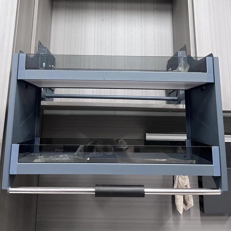 معدات المطبخ خزانة رافع المطبخ سلال سحب أسفل رفوف الألومنيوم رفع سلة التوابل #3