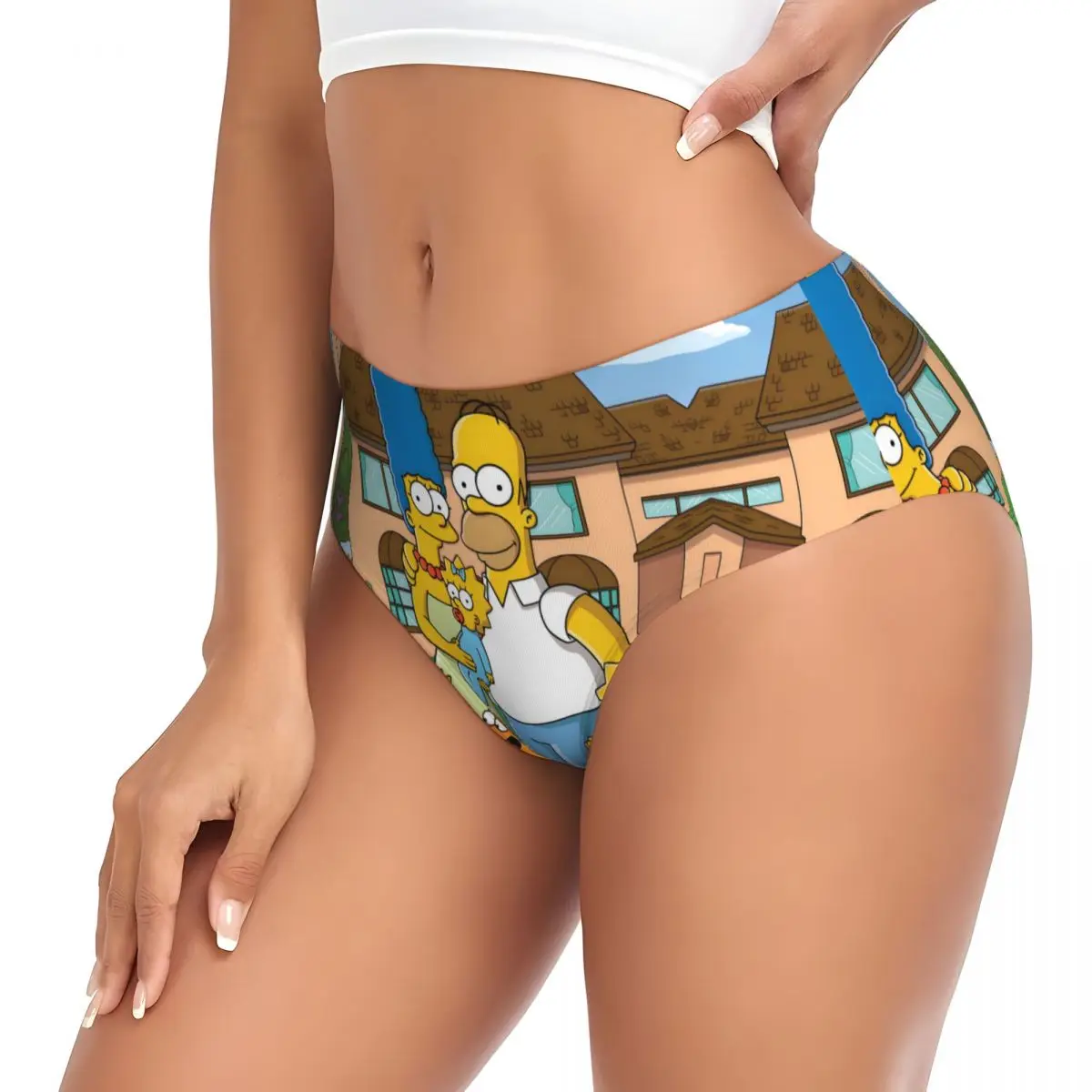مخصص S-Simpsones الكرتون الأسرة مضحك سراويل قصيرة النساء تمتد الفيلم الملابس الداخلية
