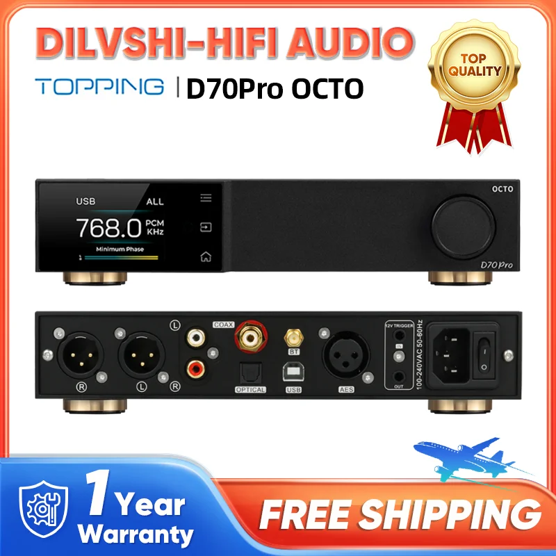 

TOPPING D70Pro OCTO HIFI ЦАП 8-ядерный декодер драйвера 8x CS43198 ЦАП Hi-res ЦАП PCM 768 кГц 32-битный аудио декодирование 12 В триггер