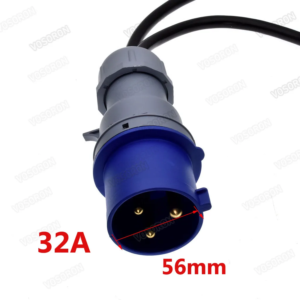 IP44 Waterproof IEC309-2 2P+E Industrial Adapter cord, IEC 309 332P6 32A Plug to 2×IEC309 316C6 16A Receptacle adapter cord