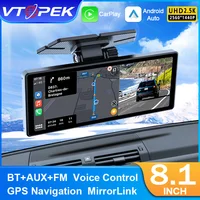 Vtopek 8,1 pulgadas 2,5 K cámara de salpicadero inalámbrica Carplay Android Auto coche DVR WiFi GPS navegación cámara de visión trasera salpicadero grabadora de vídeo