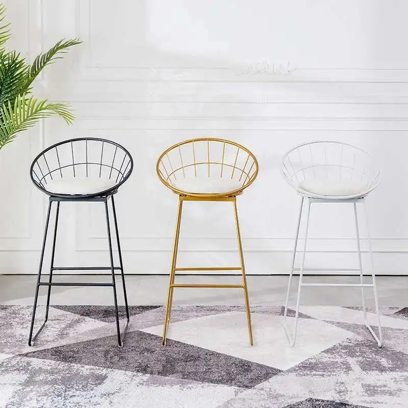 

Gold Balcony Bar Stools Luxury Reception Desks Designer Design Dining Chairs Gaming Comfortable Taburete Alto Salon Furniture