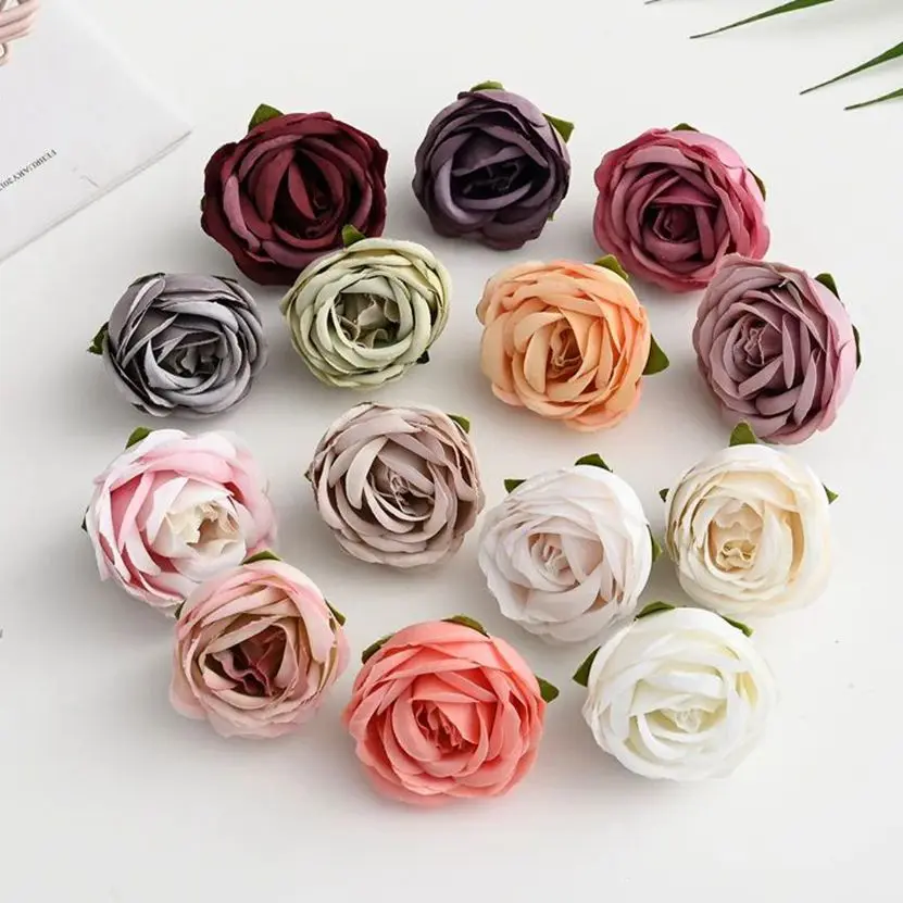 

50/100pcs Artificialflower Silk Rose Wedding Outdoor Garden Home festival party Decor Diy gift Candy box brooch Christmas wreath