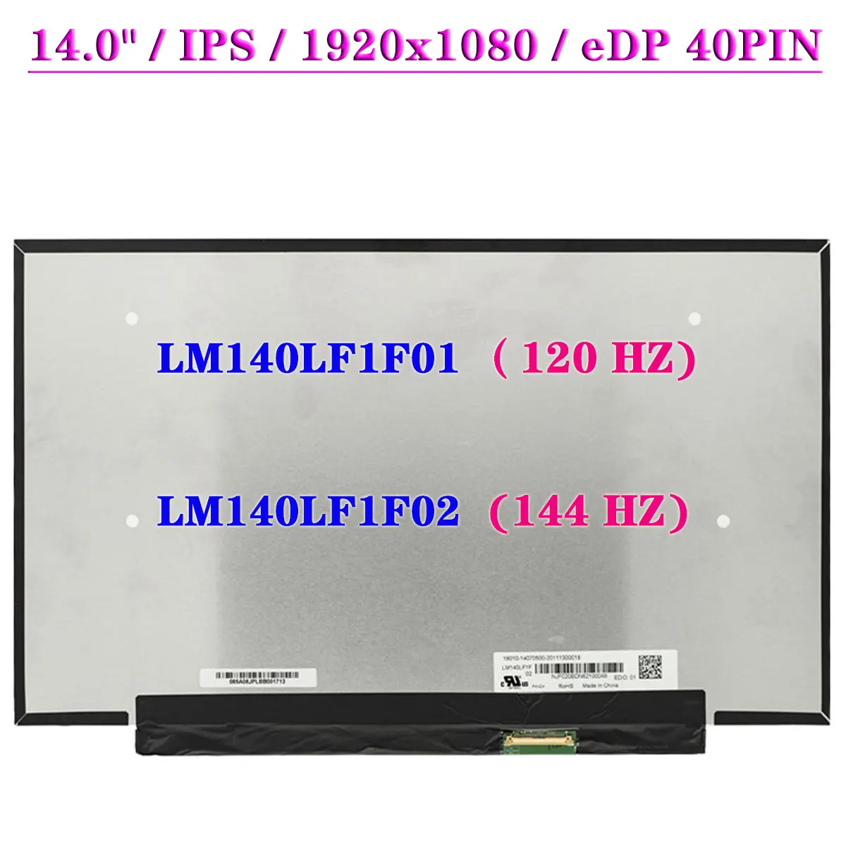 LM140LF1F01 LM140LF1F02 M140NVF7 R0 120 HZ Gaming Laptop Screen For Lenovo Xiaoxin Air 14 2020 IPS 40 Pins LCD Display Panel