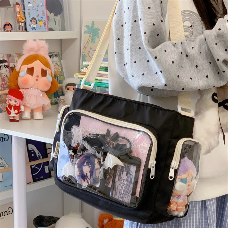 Trendy Transparent Crossbody Bag for Girls Large Capacity School Style Shoulder Bag Comfortable and Versatile Texture Ita Bag