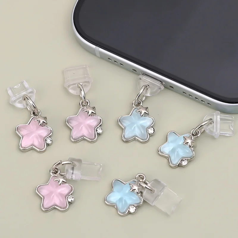 

Creative Cute Diamond Star Phone Dust Plug Pendant Suitable For IPhone Android Type-C Interface Dust Plug Accessories Decoration