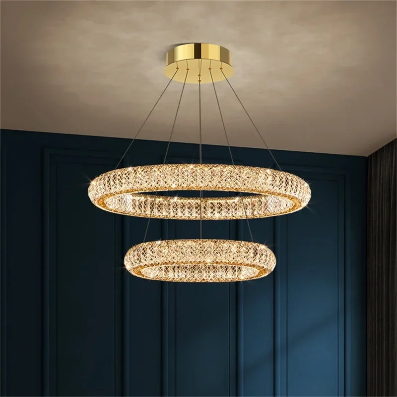 ALBERT Modern Pendant Lamp Crystal Round Rings LED Luxury Fixtures Decorative Chandelier For Home Living Room Bedroom