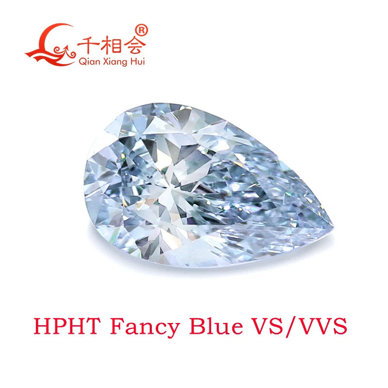 Fancy Blue color HPHT diamond  0.47CT -0.65ct pear diamond cut  VS clarity GEMID certificated lab grown diamond loose stone