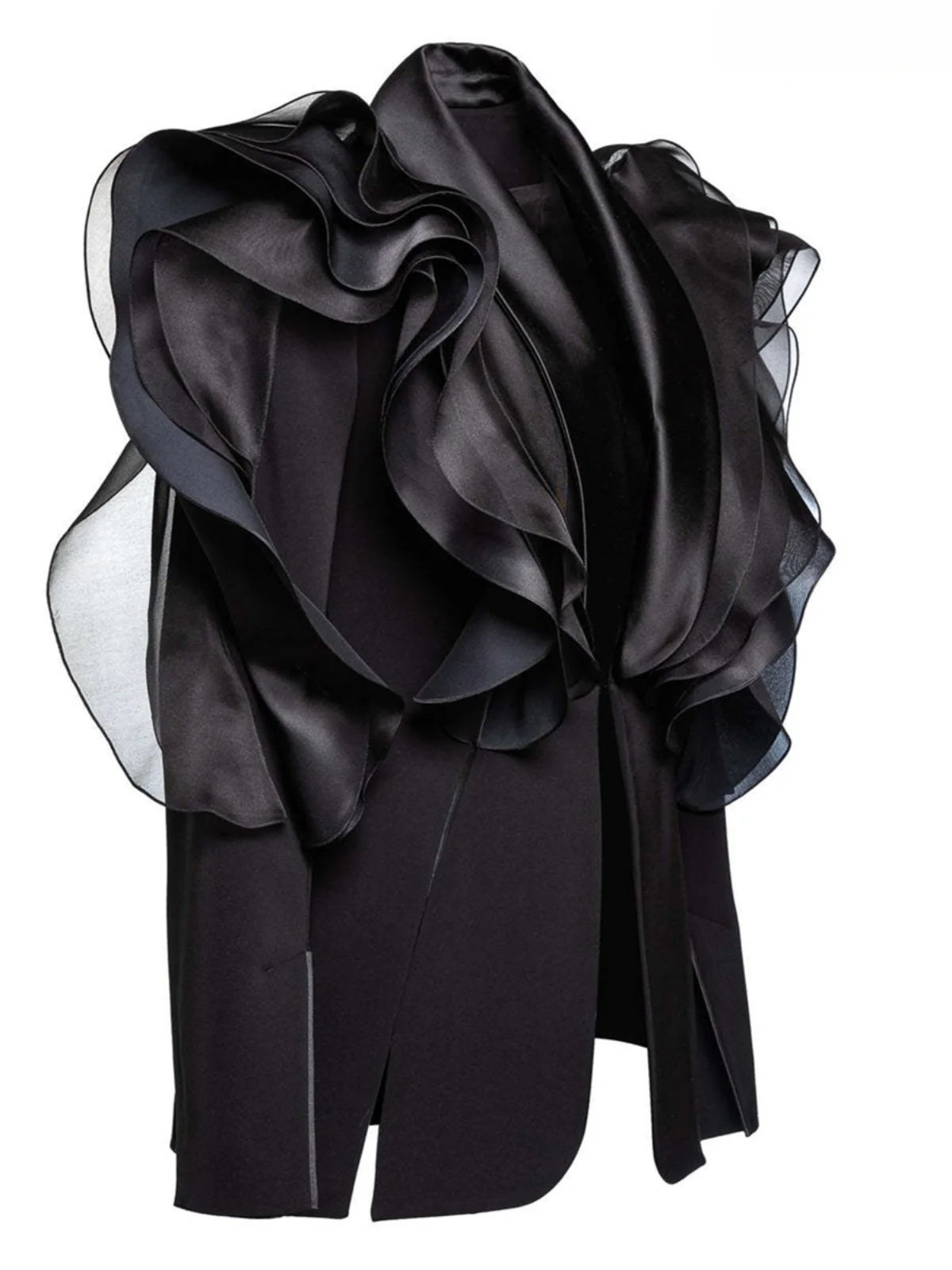 

Модный приталенный пиджак из ацетатной ткани с декоративными элементами на плечах и рукавах для женщин на весну, лето, осень, зиму