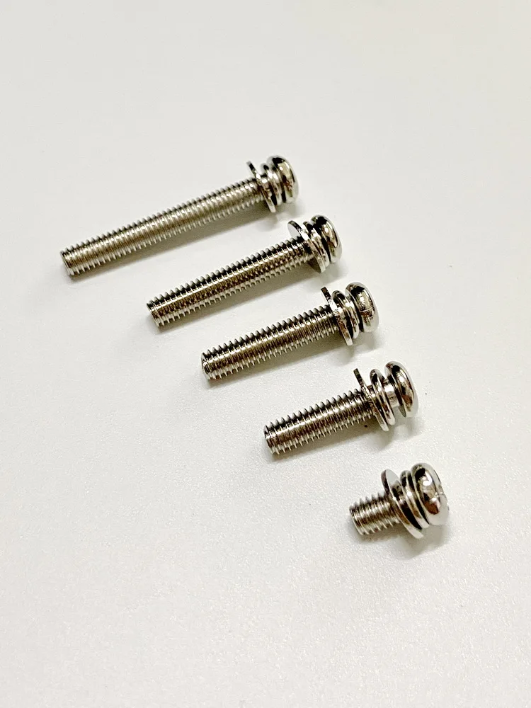 

Fasteners Round Head Cross Mechanical Bolt With Flat And Elastic Pads Combination Screw Iron Nickel Plated Thread M4x0.7P