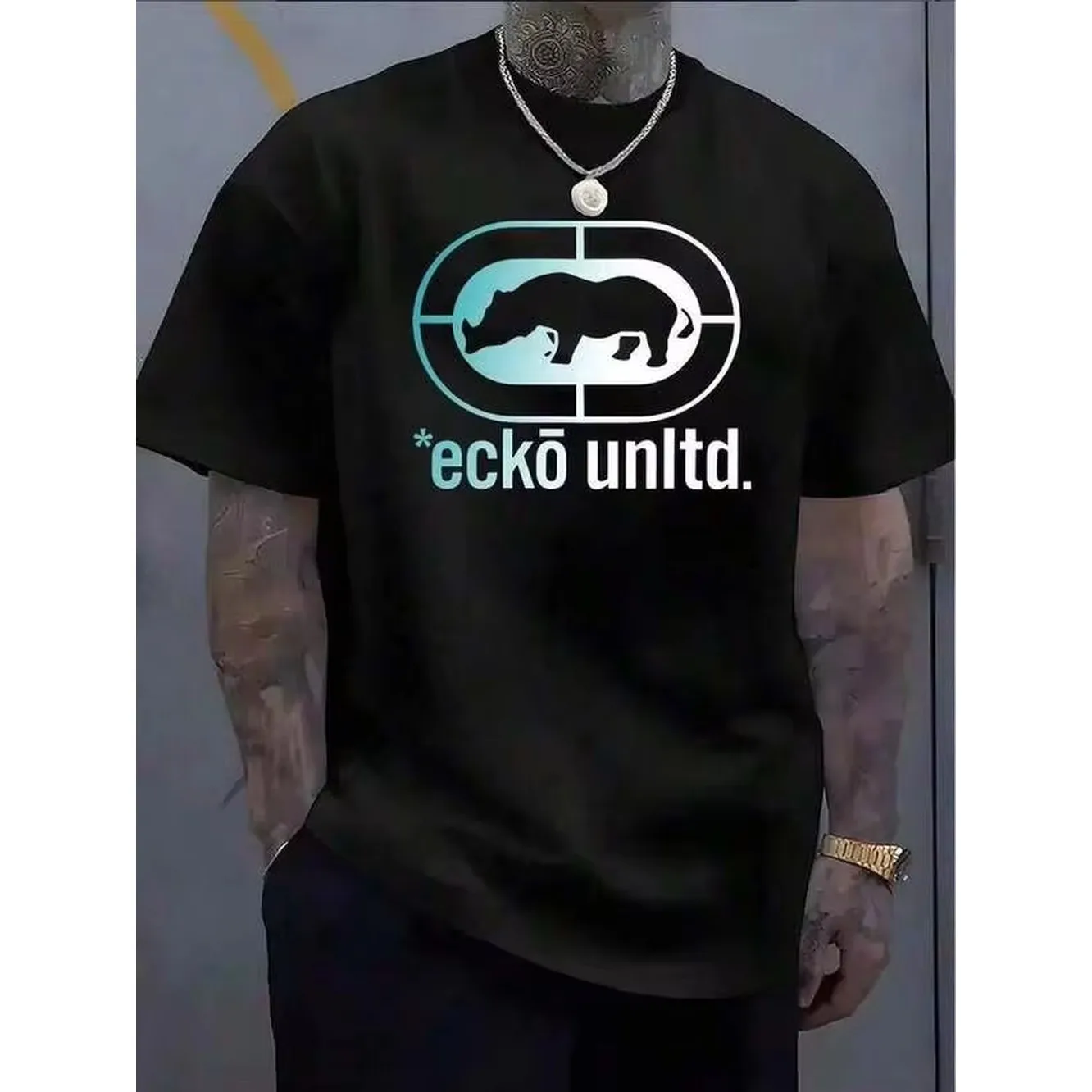 Camiseta Extra Grande 100% para Hombre y Mujer con Logotipo de Ecko y Ecko Unltd. Estampado gráfico - Camiseta informal de verano de manga corta con cuello redondo para atuendos informales, actividades al aire libre y deportes, ropa versátil, tela duradera, ajuste cómodo, moda urbana
