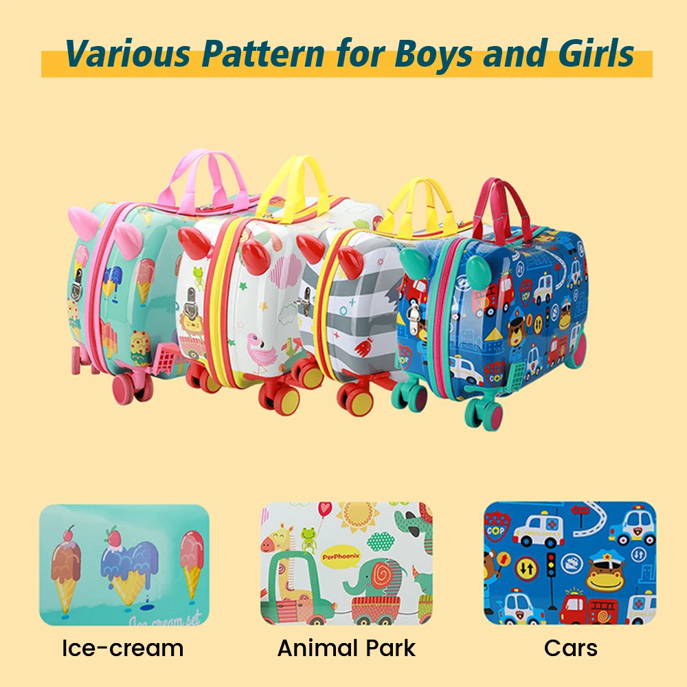 Cartoon Travel Suitcase for Kids Multi Functional Trolley Luggage with Removable Strap Suitcases on Wheels Children Trolley Case