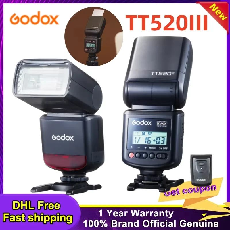 

Camera Flash Godox TT520III Electronic Speedlite Transmission 433MHz Wireless Triggering for Canon Sony Olympus DSLR Cameras