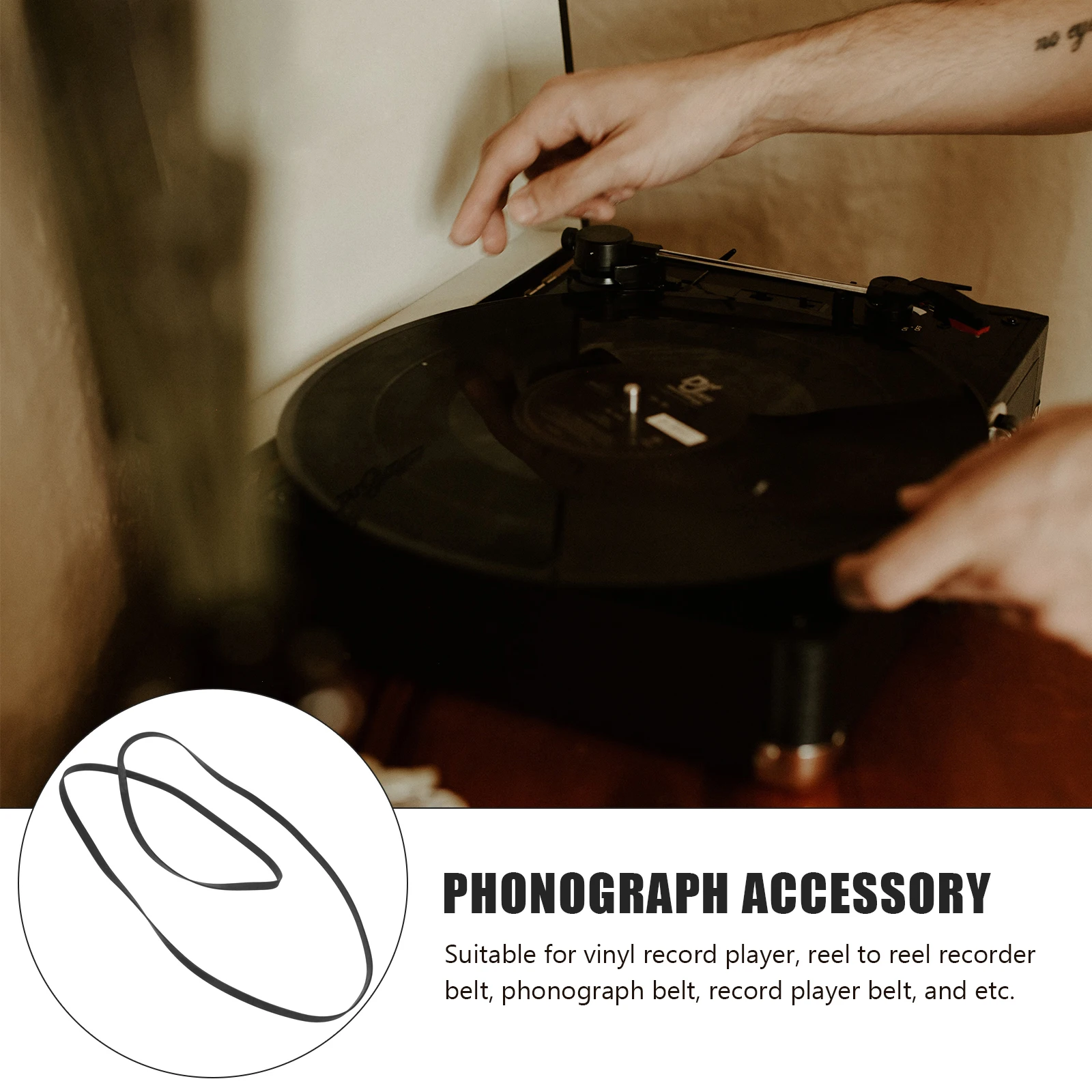 

Vinyl Record Player Belt Ersatzriemen with Music Cassette Tape Recorder Belts Rubber Antriebsriemen