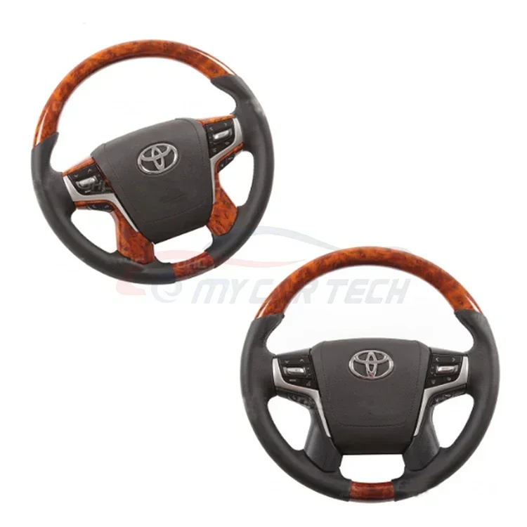 For 16 Inch Polished Classic Solid Wood Steering Wheel