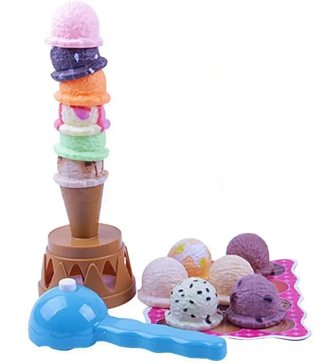 [Grappig] DIY Ice Cream Tower balansspel baby kinderen Fantasiespel Plastic Keuken Speelgoed dessertvoedsel baby speelhuis speelgoed kindercadeau