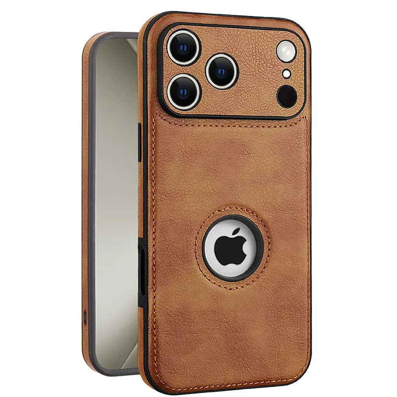 Luxury Leather Case for Apple iPhone 17 18 Pro Max 16e 15 14 13 12 11 16 Plus 18Pro Original Logo Silicone Lens Protect Cover
