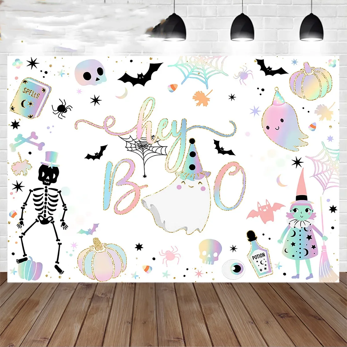 7x5ft Hey Boo One Spooky Halloween Rip Ghost Spider Web Custom Washable Wrinkle Free Photo Background Backdrop Polyester Fabric