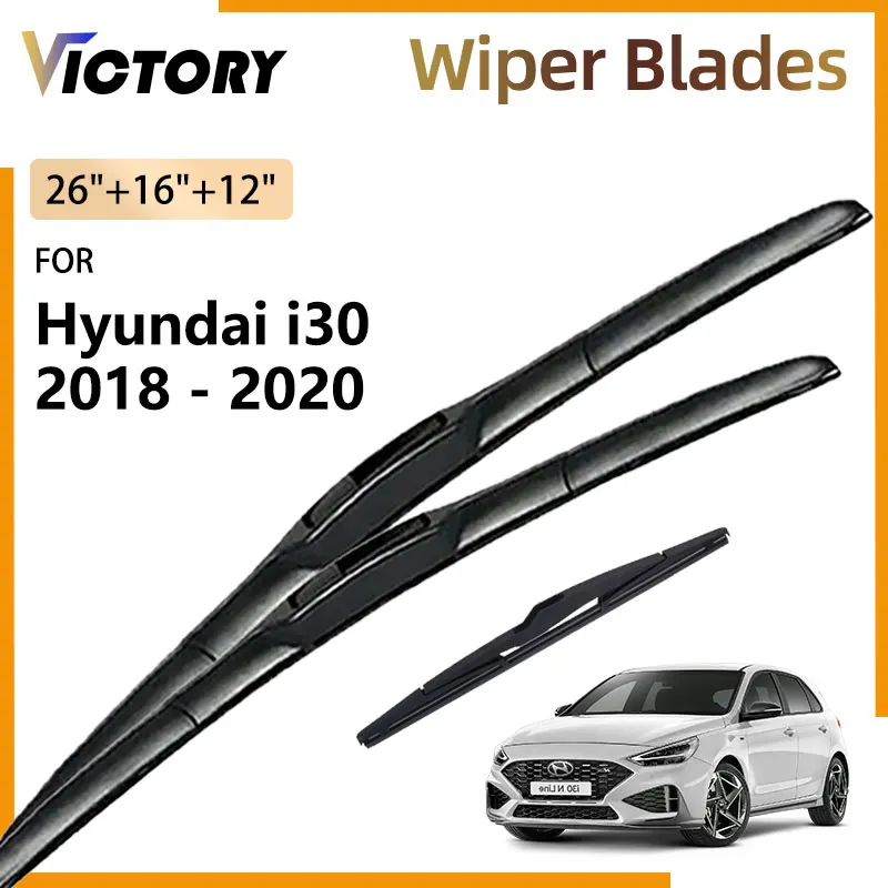 For Hyundai i30 2018 - 2020 2019 Accessorie Natural Rubber Front Rear Wiper Blade Windshield Windscreen Window Brush 26