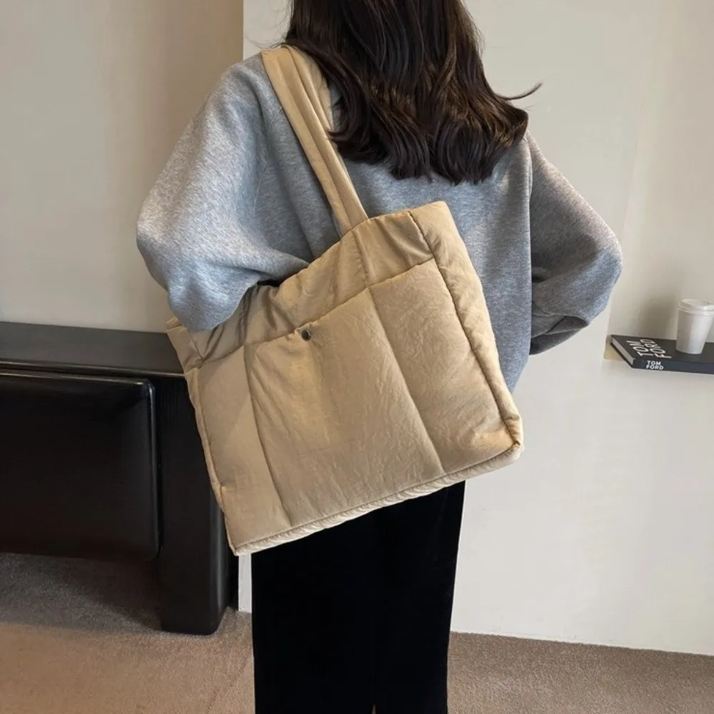 Einfarbig Dame Laptop Handtaschen Mode Große Kapazität Puffer Schulter Tasche Weiche Baumwolle Top Griff Frauen Wolke Tote Tasche Weibliche