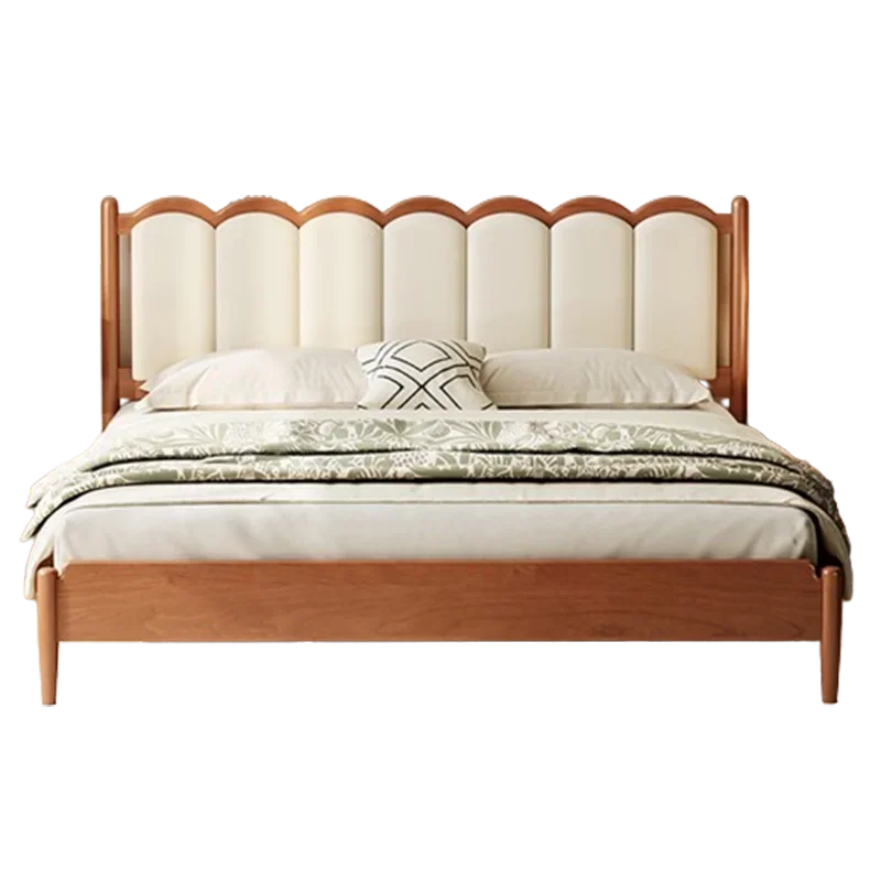 #Retro Wood Twin Bed Bedroom Beauty Soft French Nordic Master Bed White Human High Camas Moderrnas Inteligentes Room Furniture