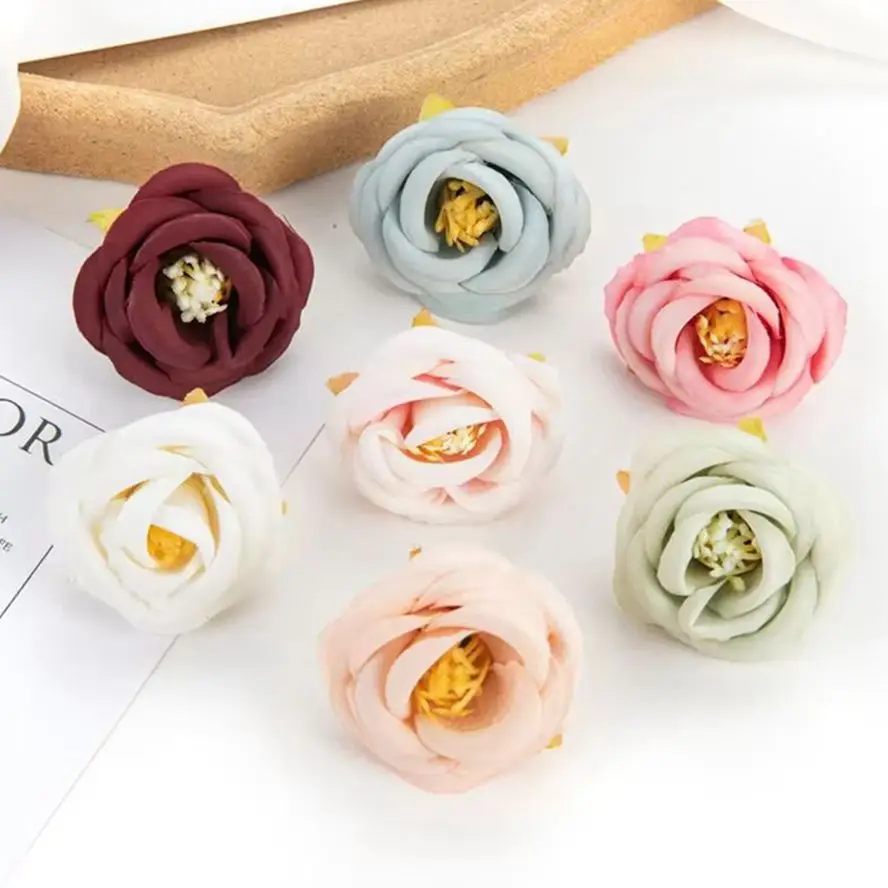 

50/100pcs Artificialflower Silk Tea Rose Bud Diy Home festival Outdoor Garden arch Decor Wedding giftbox Christmas Wreath brooch