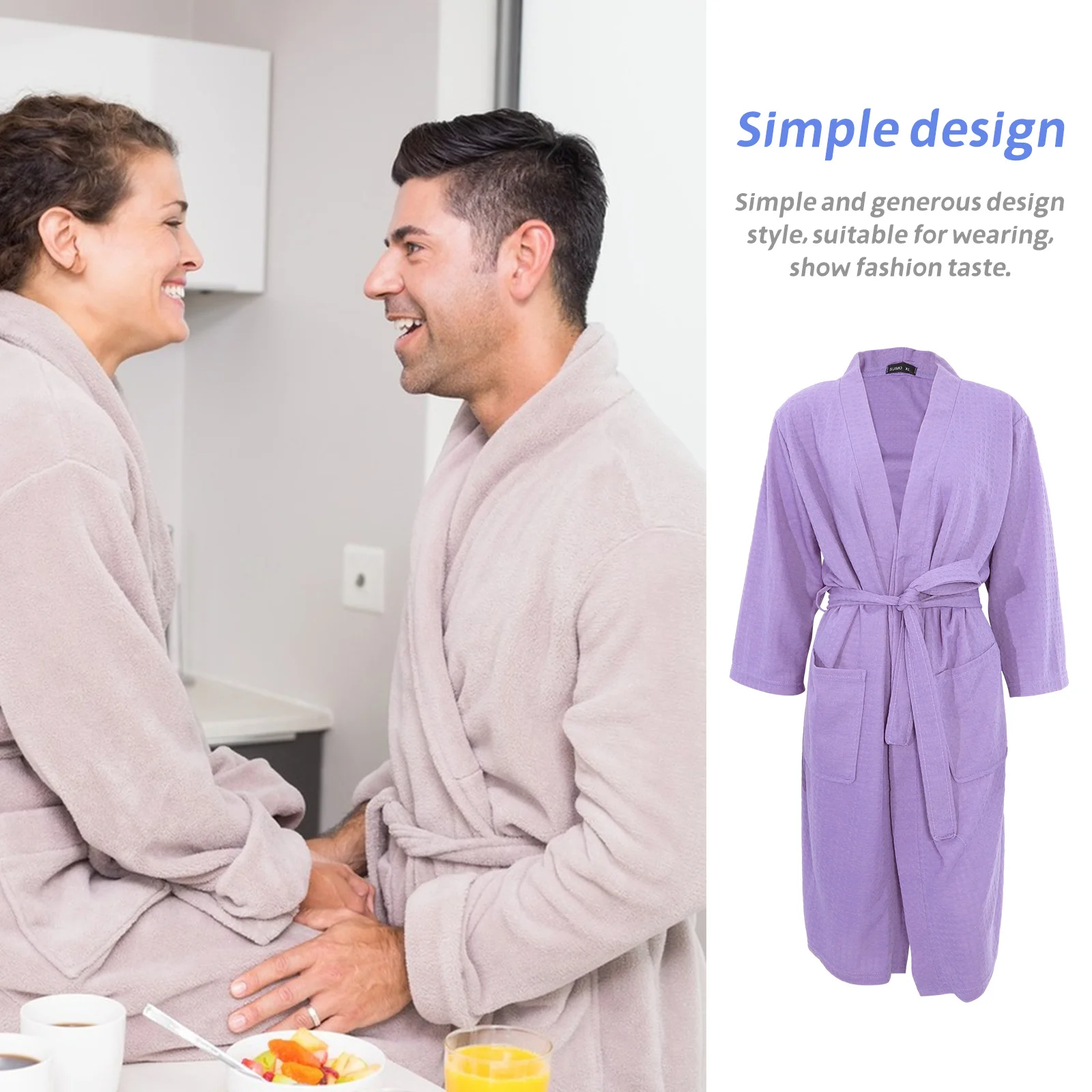 البشكير الهراء أردية الحمام دش ثوب الأزواج الأرجواني XXXL دش ثوب النوم حجم امتصاص الماء كم طويل ملابس خاصة #5