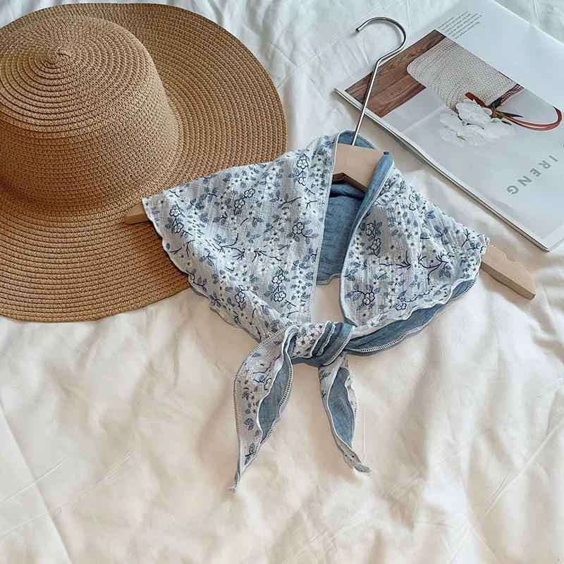 

Upgraded version of new double-layer cotton scarf women, Japanese-style artistic floral shawl-cond