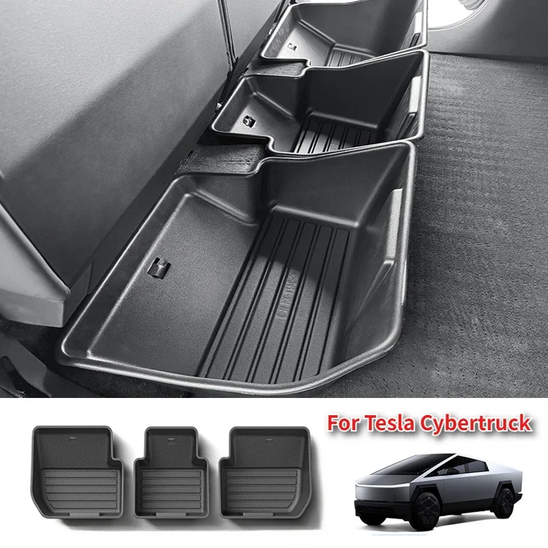 For Tesla Cybertruck 2024-2025 Under Seat Storage Box 3PCS ABS Rear Seat Storage Box Case Organizer Car Pickup Truck Accessories