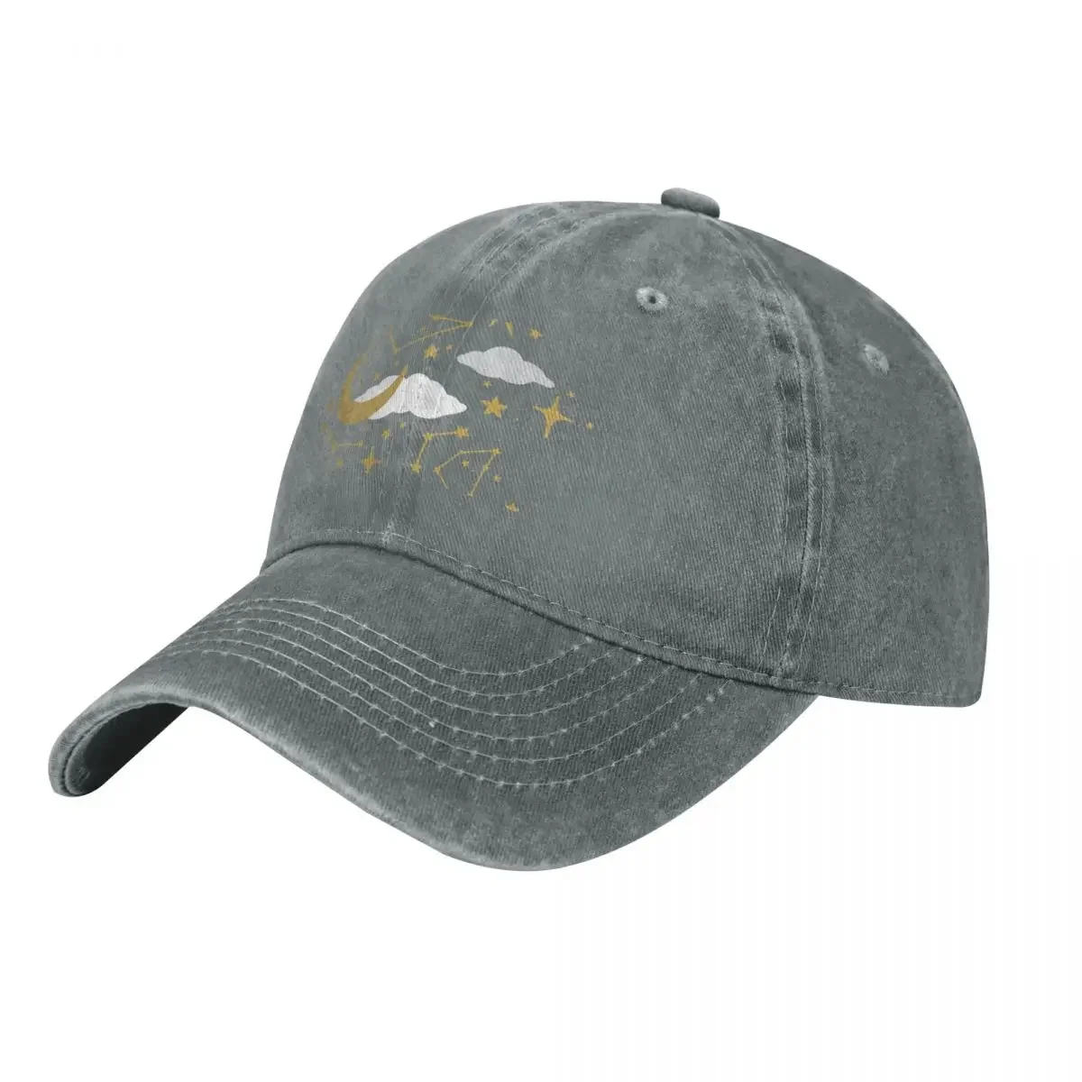 Celestial Stars and Moons in Gold and White Baseball Cap Thermal Visor fishing hat Hats For Women Men's