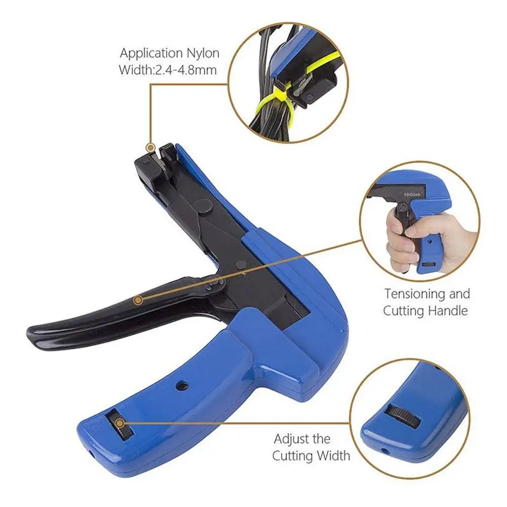 Nylon Zip Tie Pliers Cable Tie Gun Fastening Cable Tie Tool Die-Cast Steel Flush Cut Zip Tie Tool For Nylon Cable 2.4-4.8mm