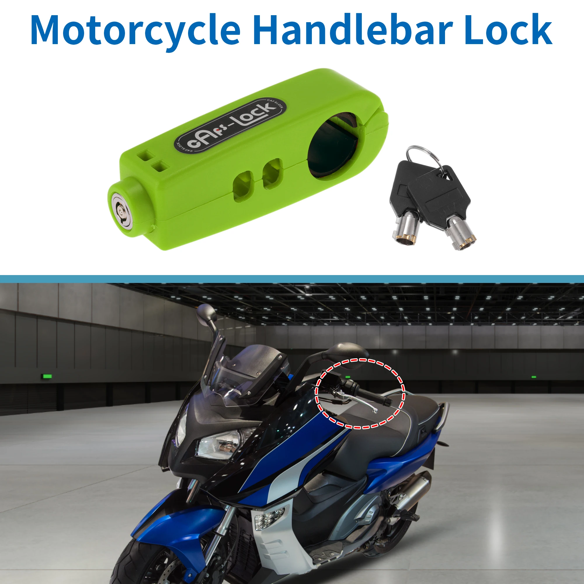 

X Autohaux Motorcycle Handlebar Lock Scooter Bike Handlebar Throttle Grip Green Round Front Brake and Clutch Locks Anti-Theft