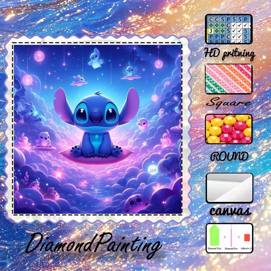 1 Stück - 5D-DIY - Beflockter Stoff - Spezialbohrer - Diamantmalerei-Set - Blaues Motiv - Mosaik - Diamantkunst