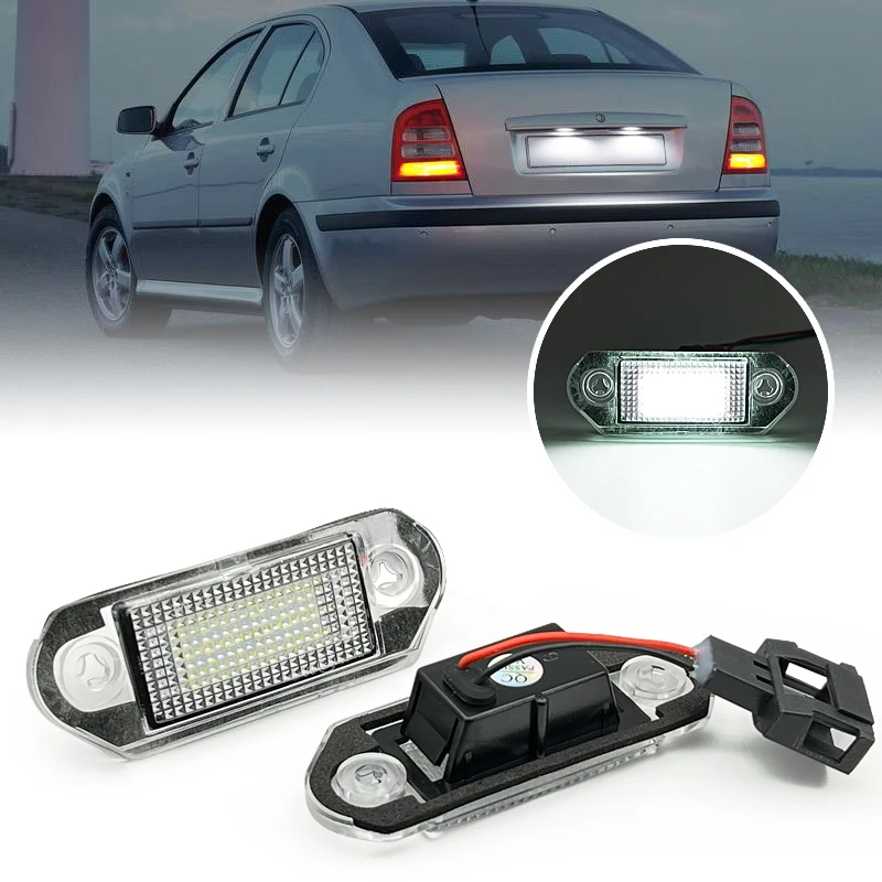 2Pcs White LED License Plate Light For VW Golf 3 1H5 Variant Jetta 3 Vento Gol 2 3 G2 G3 Skoda Octavia Number Plate Lamp