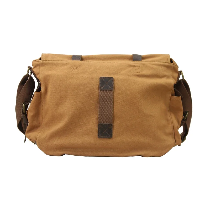 New Fashion Vintage Leather Canvas Men's Messenger Bag Cotton Canvas Crossbody Sling Casual Bag Leisure