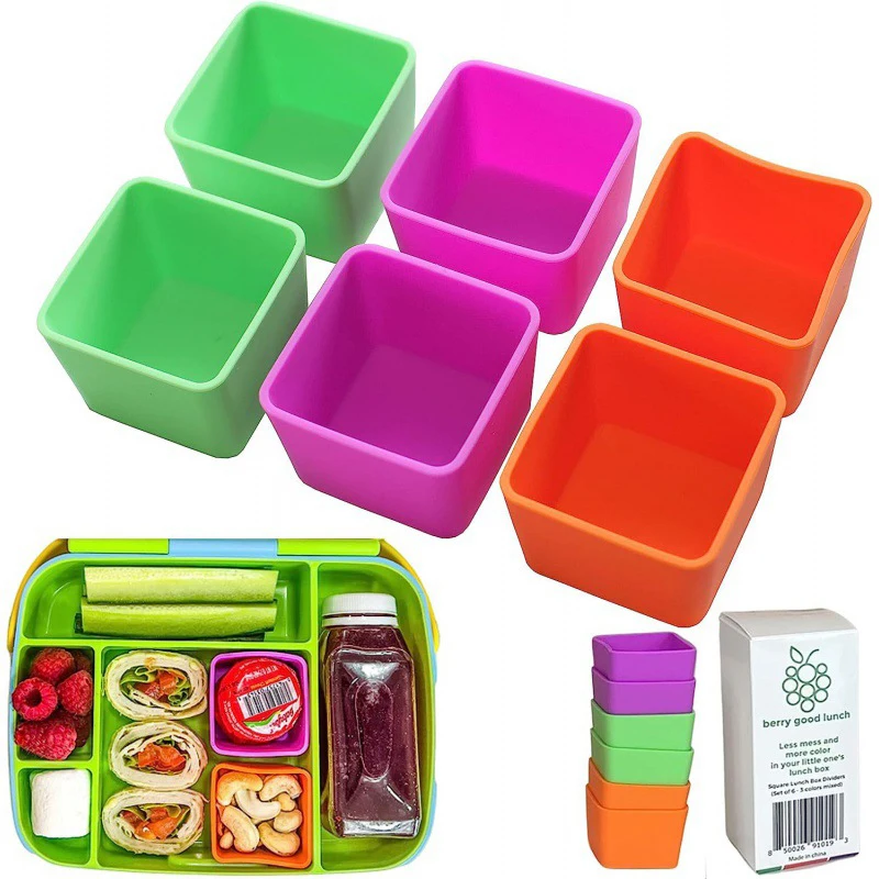 Food Grade Silicone Lunch Box, Microwave Heatable, Square Portable Compartment Bento Box, Salad Dressing Container