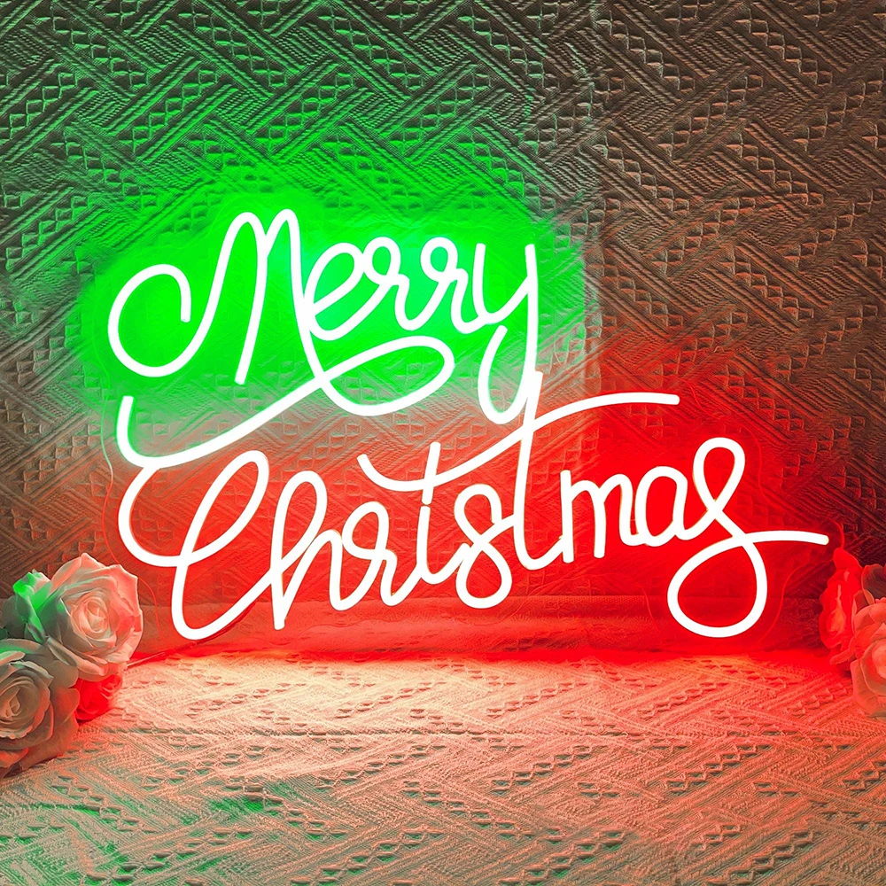 Merry Christmas Neon Sign Custom Christmas Party Neon Light Home Wall Decor Front Door Bar Holiday Party Decor Christmas Gift