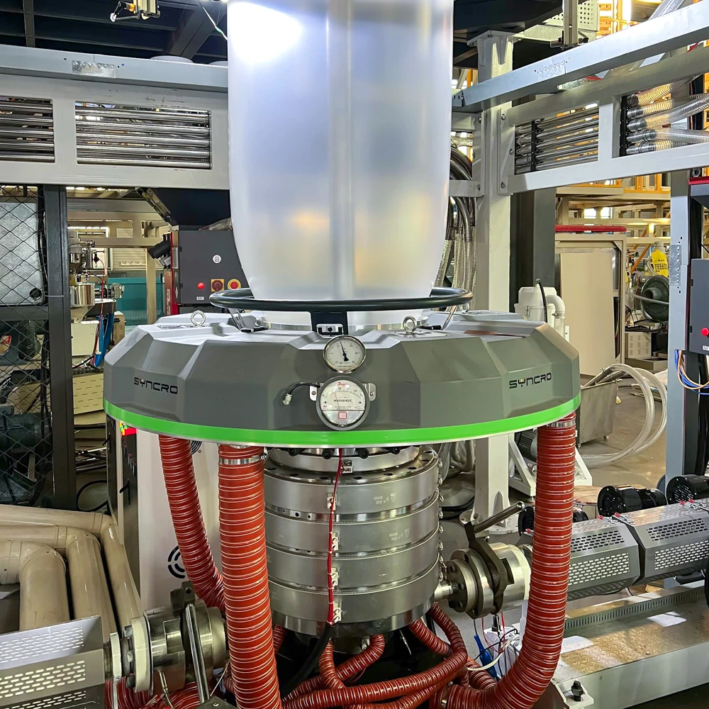 Three Layer Co-extrusion Blown Film Machine IBC Three Layer Blown Film Machine Traction Rotary Abc Film Blowing Machine